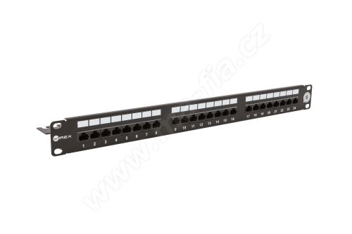 WIREX 19" Patch panel CAT6 UTP 24xRJ45 1U s vyvazovací lištou